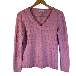 Ann Taylor Loft Sweater Large Rabbit Hair Blend Cable Knit V Neck Long Sleeves